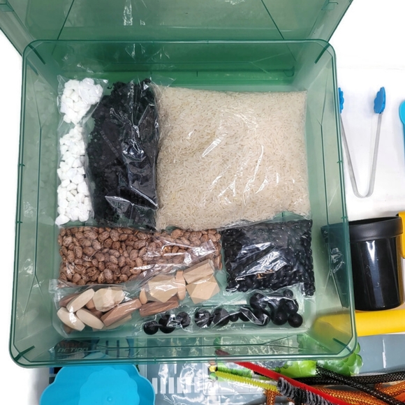Sensory bin construction site with dump truck rocks rice beans scoops and more! - Picture 8 of 8